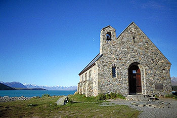 old church next to the lake